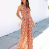 Rompers + Jumpsuits * | Salt-001 Cassia Printed Pocketed Halter Jumpsuit Sale