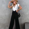 Rompers + Jumpsuits * | Lucc-001 Stand Out Wide Leg Adjustable Overalls Black Final Sale