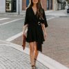 Rompers + Jumpsuits * | Do+B-001 Trending Ruffle Wrap Romper Black Final Sale