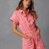 Rompers + Jumpsuits * | Pola-001 Maritza Denim Romper Pink