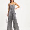 Rompers + Jumpsuits * | Aeom-001 Beyond Infinity Metallic Plisse Jumpsuit Gunmetal Final Sale