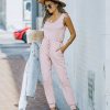 Rompers + Jumpsuits * | Fate-001 Yanna Pocketed Drawstring Knit Jumpsuit Blush Final Sale