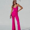 Rompers + Jumpsuits * | Fore-001 Bijou Split Hem Flare Jumpsuit Magenta Sale