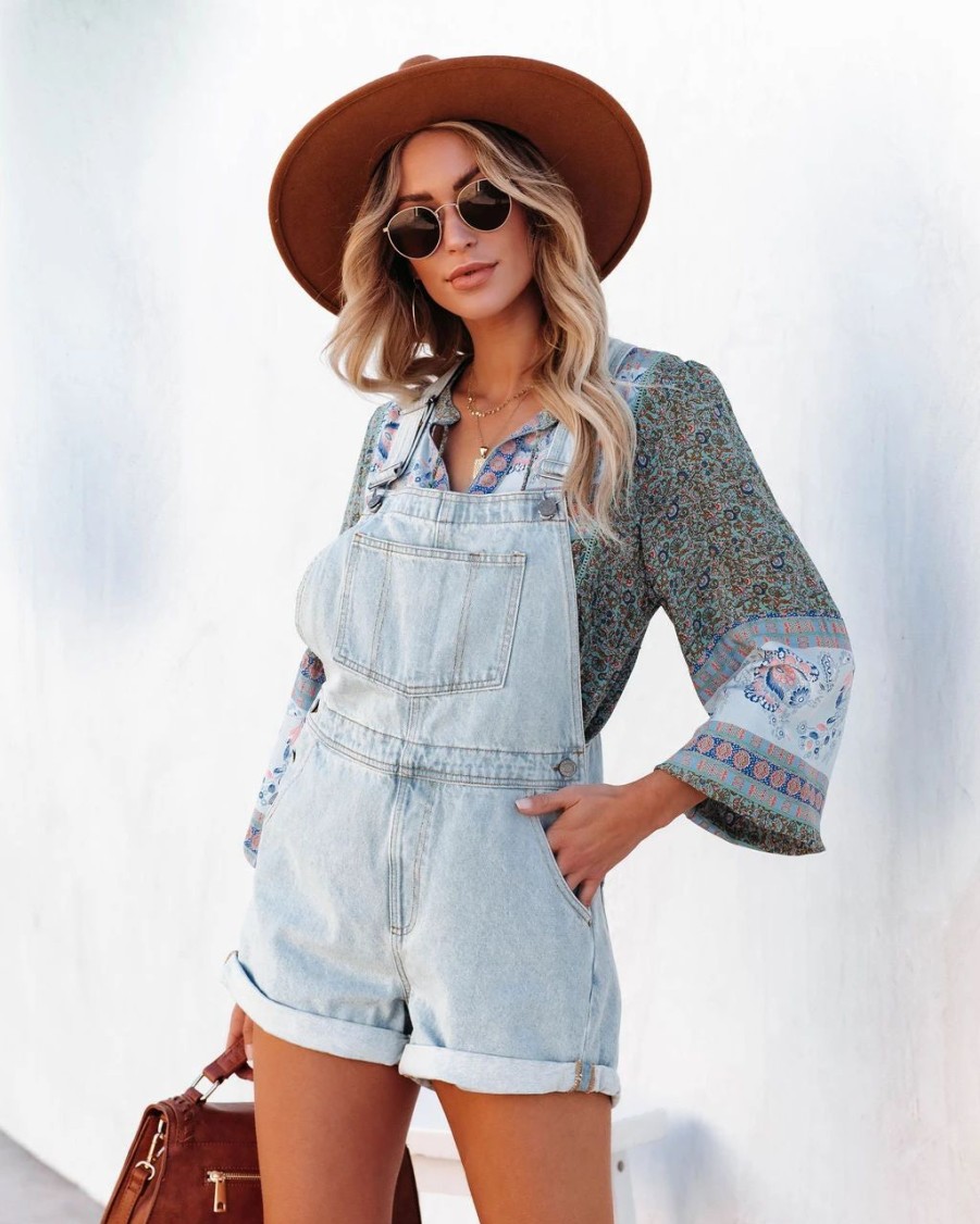 Rompers + Jumpsuits * | By T-001 Yosemite Cotton Pocketed Denim Overalls Last Chance