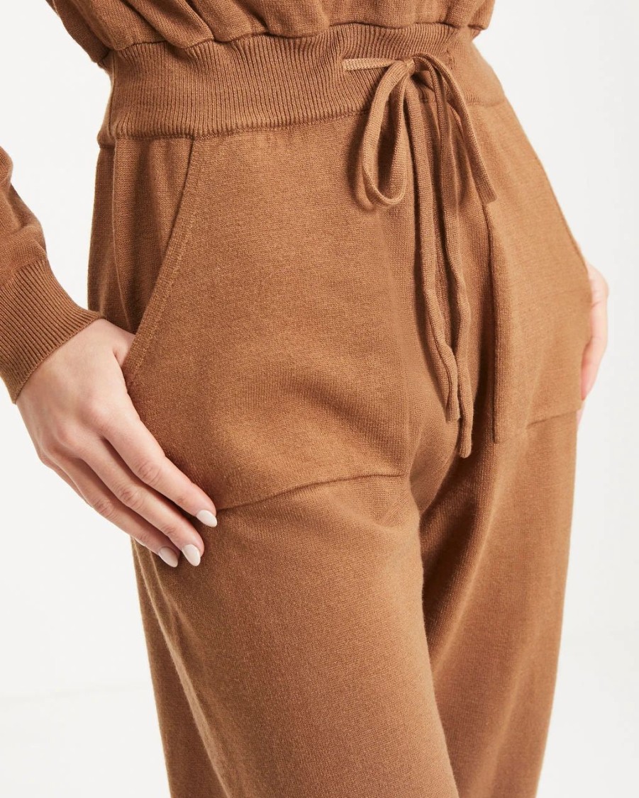 Rompers + Jumpsuits * | Stru-001 Ryker Pocketed Half Zip Knit Jumpsuit Camel