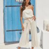 Rompers + Jumpsuits * | Tych-001 Kyrie Strapless Pocketed Knit Jumpsuit Cream Last Chance