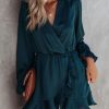 Rompers + Jumpsuits * | Gill-001 Audrey Ruffle Romper Teal Final Sale