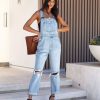 Rompers + Jumpsuits * | Kanc-001 Vayda Distressed Denim Overalls Final Sale