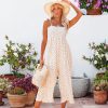 Rompers + Jumpsuits * | Mabl-001 Lyndi Cotton Floral Smocked Jumpsuit Cream Lavender Final Sale