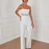 Rompers + Jumpsuits * | Mani-001 Center Of Attention Strapless Lace Jumpsuit White