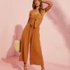 Rompers + Jumpsuits * | Grad-001 Zaia Front Tie Strapless Jumpsuit Clay