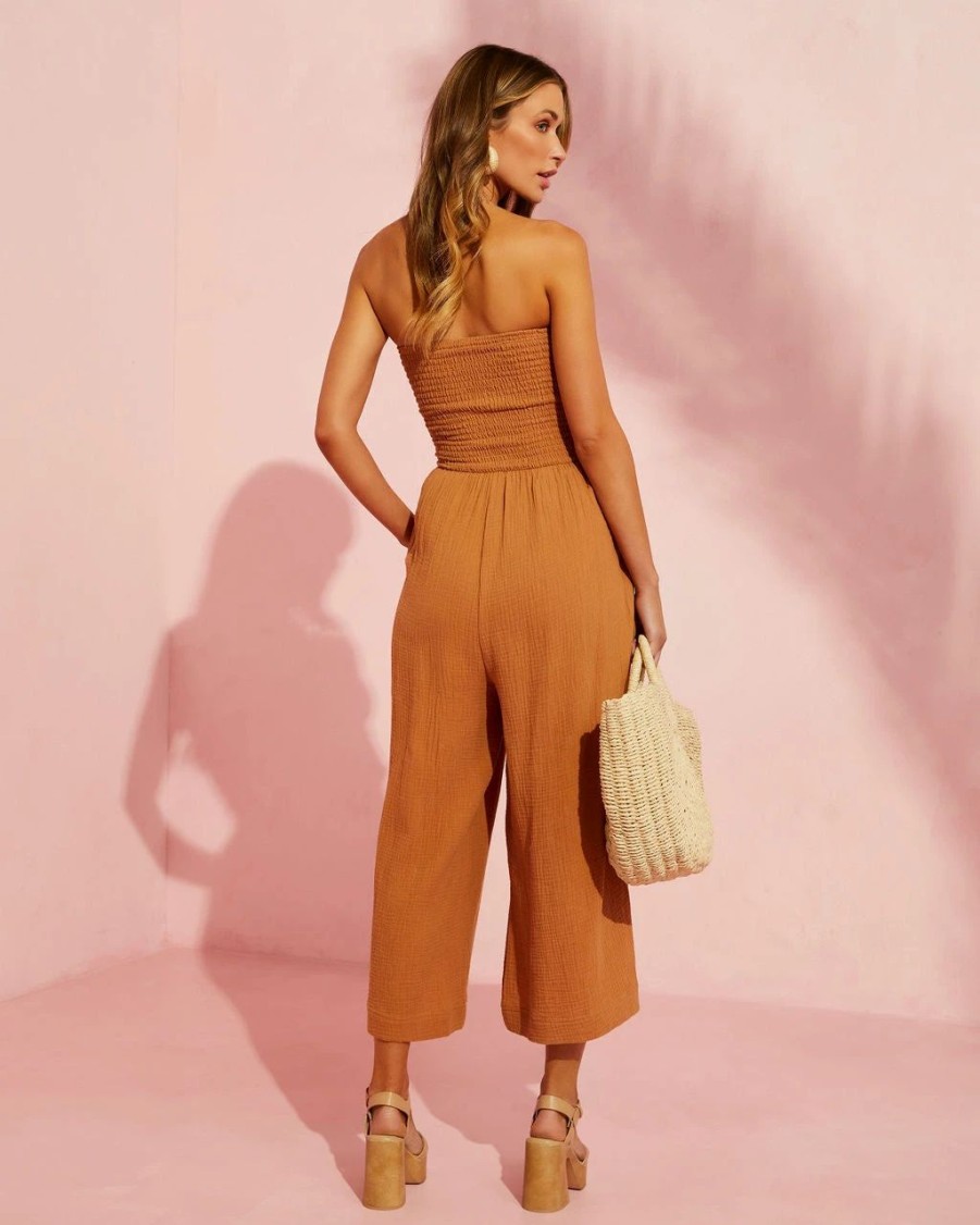 Rompers + Jumpsuits * | Grad-001 Zaia Front Tie Strapless Jumpsuit Clay