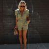 Rompers + Jumpsuits * | &Mer-001 Such A Trooper Cotton Puff Sleeve Pocketed Romper Olive