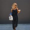 Rompers + Jumpsuits * | Oliv-001 Maleah Cotton Pocketed Jumpsuit Black Final Sale