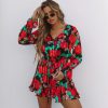 Rompers + Jumpsuits * | Suga-001 Rosebud Satin Floral Ruffle Romper Last Chance