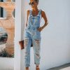 Rompers + Jumpsuits * | Danc-001 Sassy Sweetheart Distressed Denim Overalls Final Sale