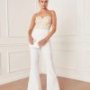 Rompers + Jumpsuits * | Main-001 Lucky You Strapless Lace Jumpsuit White