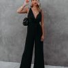 Rompers + Jumpsuits * | Suga-001 The Essential Pocketed Tie Jumpsuit Black Last Chance