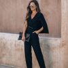 Rompers + Jumpsuits * | Salt-001 Express Not Impress Pocketed Cape Jumpsuit Final Sale