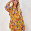 Rompers + Jumpsuits * | Endl-001 Kimmy Floral Ruffle Tiered Romper Orange Last Chance