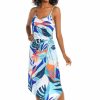 Vacation Wear * | La Blanca Coastal Palms A-Symmetrical Draped Midi Dress