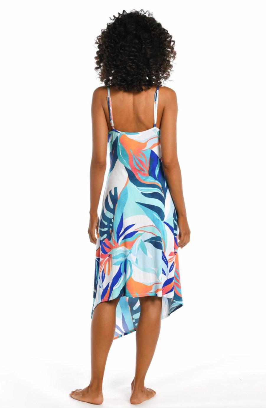 Vacation Wear * | La Blanca Coastal Palms A-Symmetrical Draped Midi Dress