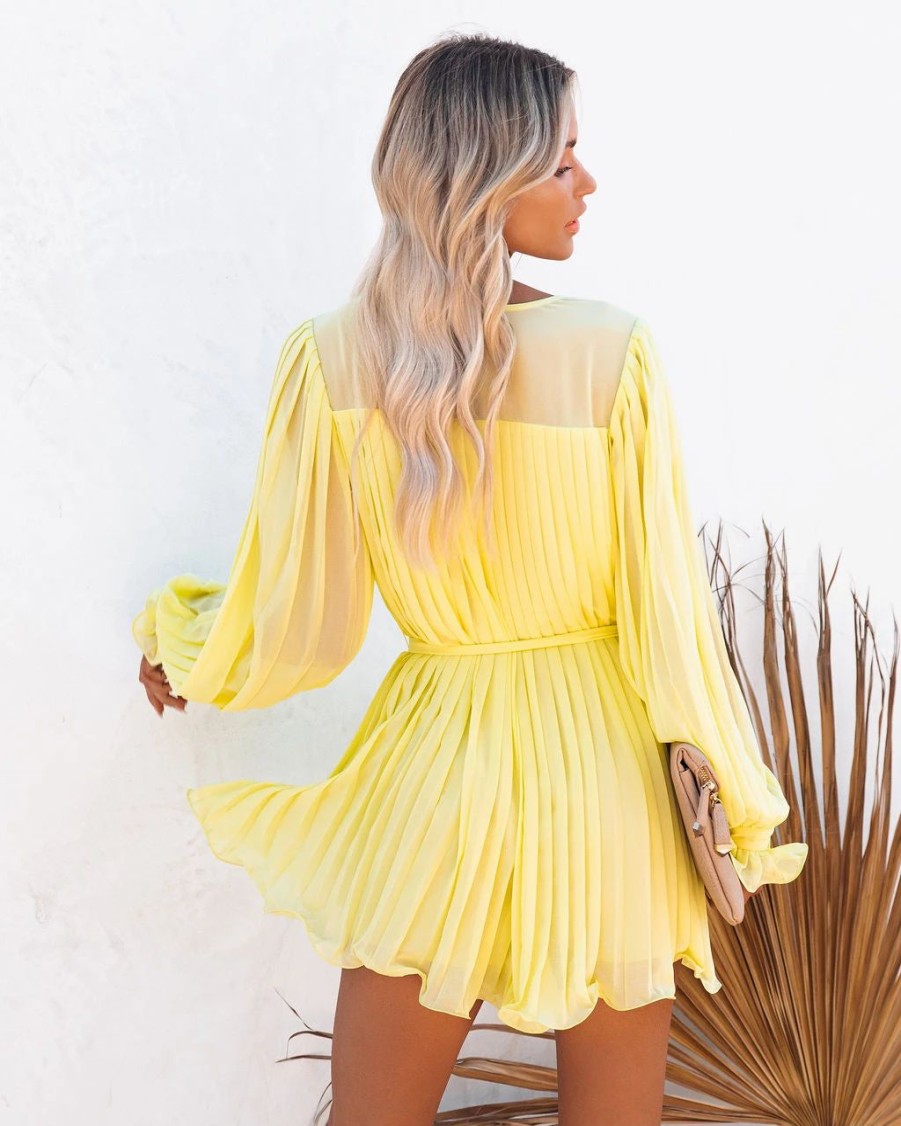 Rompers + Jumpsuits * | Endl-001 Found Love Pleated Romper Yellow Last Chance