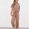 Rompers + Jumpsuits * | Gill-001 Mercy Pocketed Waist Tie Jumpsuit Mocha