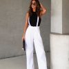 Rompers + Jumpsuits * | Emor-001 Cape Cod Pin Stripe Pocketed Overalls White/Black Sale