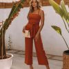 Rompers + Jumpsuits * | Stor-001 She Is Unstoppable Cotton Pocketed Jumpsuit Rust