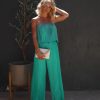 Rompers + Jumpsuits * | Salt-001 Diva Thoughts Satin Strapless Pleated Jumpsuit Teal