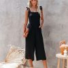 Rompers + Jumpsuits * | Flaw-001 Fashion Faithful Pocketed Ruffle Tie Back Jumpsuit Black Final Sale