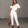 Rompers + Jumpsuits * | Fore-001 Whitley Cotton Blend Pocketed Jumpsuit Ivory Final Sale