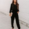 Rompers + Jumpsuits * | Velv-001 Dorothy Tencel Pocketed Jumpsuit Black Final Sale